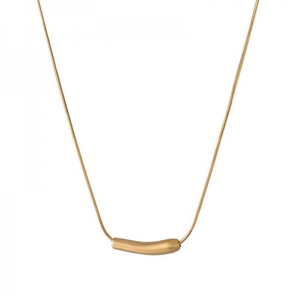 Titanium steel simple niche design collarbone chain female temperament small eggplant bent pipe smile temperament necklace