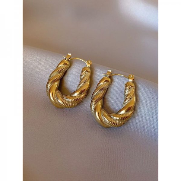 Retro metal twist earrings temperament ear buckle female niche design earrings