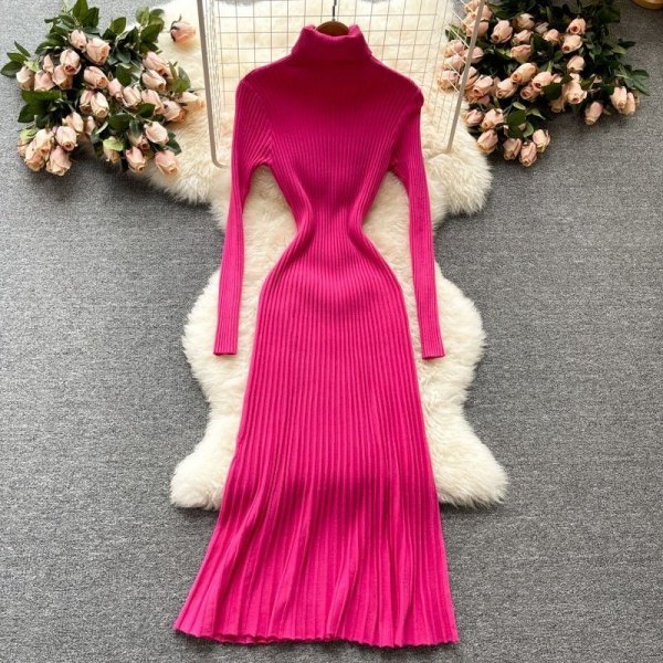 Knitted bottoming Fan temperament high neck take Slimming