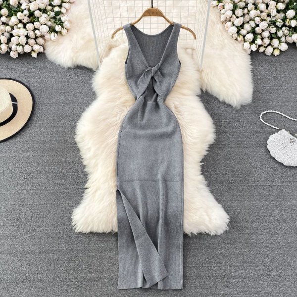 kink chest chest machine hollow fashion two-wear knitted dress