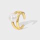 Metal open ring simulation large pearl ring versatile simple personalized niche finger ring