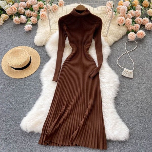 Knitted bottoming Fan temperament high neck take Slimming