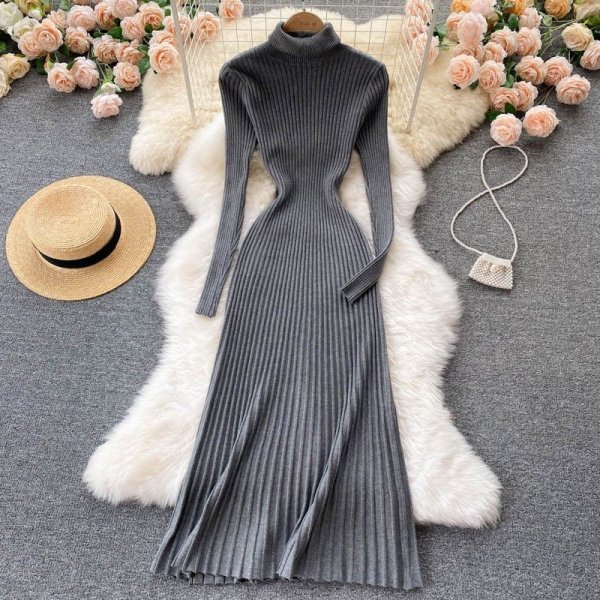 Knitted bottoming Fan temperament high neck take Slimming