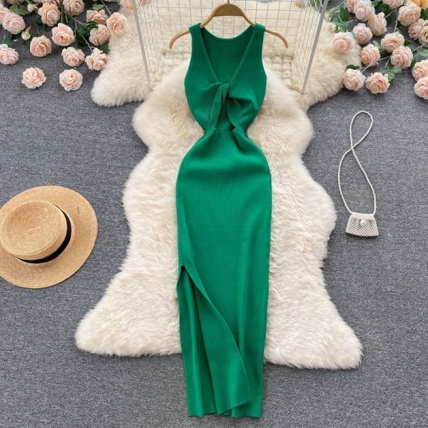 kink chest chest machine hollow fashion two-wear knitted dress